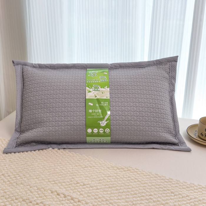 91家纺网 家纺一手货源 找家纺 诺可 2025新款夏凉茶叶枕凉感凉豆豆枕头枕芯 爱心-灰