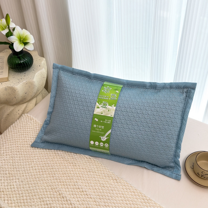 91家纺网 家纺一手货源 找家纺 诺可 2025新款夏凉茶叶枕凉感凉豆豆枕头枕芯 爱心-蓝