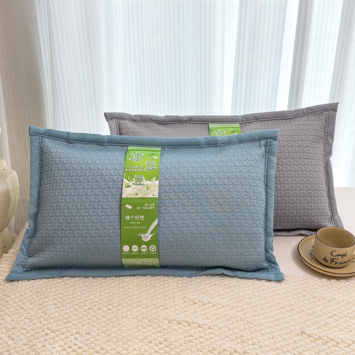 91家纺网 家纺一手货源 找家纺 诺可 2025新款夏凉茶叶枕凉感凉豆豆枕头枕芯 爱心-蓝