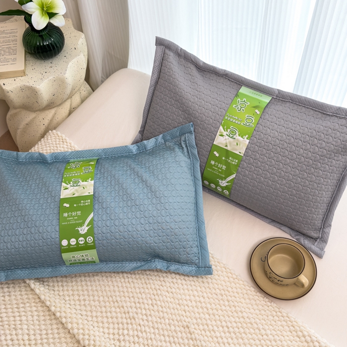 91家纺网 家纺一手货源 找家纺 诺可 2025新款夏凉茶叶枕凉感凉豆豆枕头枕芯 爱心-蓝