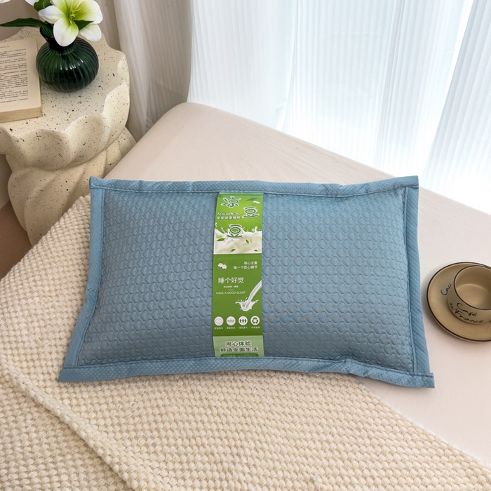 91家纺网 家纺一手货源 找家纺 诺可 2025新款夏凉茶叶枕凉感凉豆豆枕头枕芯 爱心-蓝