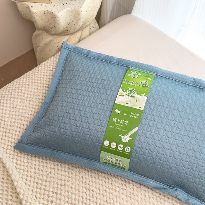 91家纺网 家纺一手货源 找家纺 诺可 2025新款夏凉茶叶枕凉感凉豆豆枕头枕芯 爱心-蓝