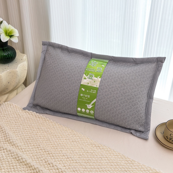 91家纺网 家纺一手货源 找家纺 诺可 2025新款夏凉茶叶枕凉感凉豆豆枕头枕芯 波浪-灰
