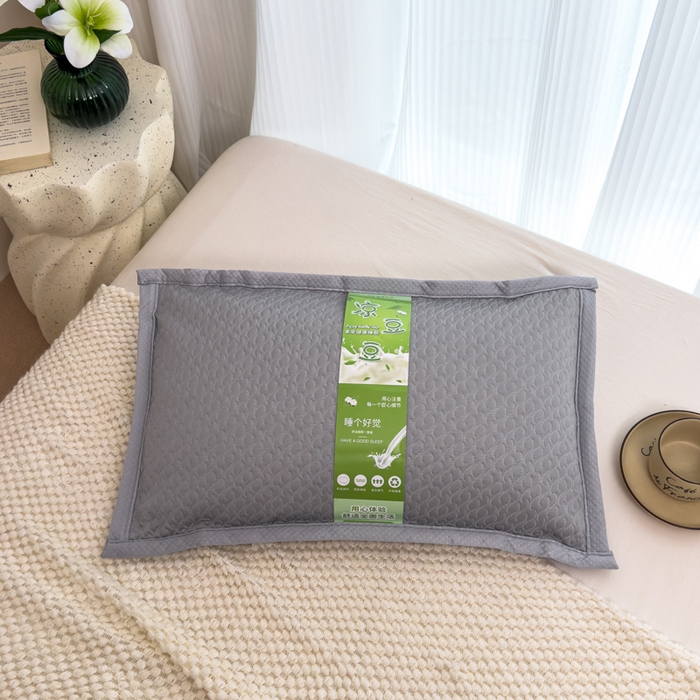 91家纺网 家纺一手货源 找家纺 诺可 2025新款夏凉茶叶枕凉感凉豆豆枕头枕芯 波浪-灰