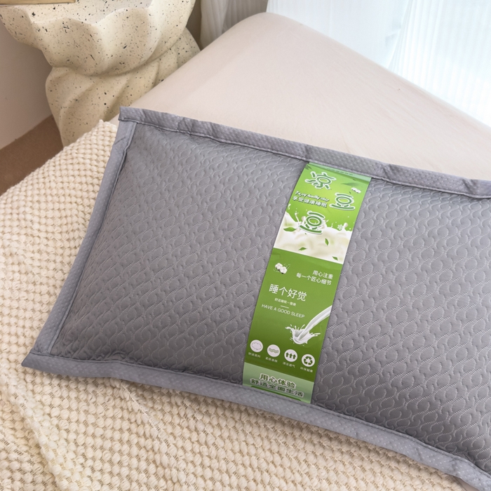 91家纺网 家纺一手货源 找家纺 诺可 2025新款夏凉茶叶枕凉感凉豆豆枕头枕芯 波浪-灰