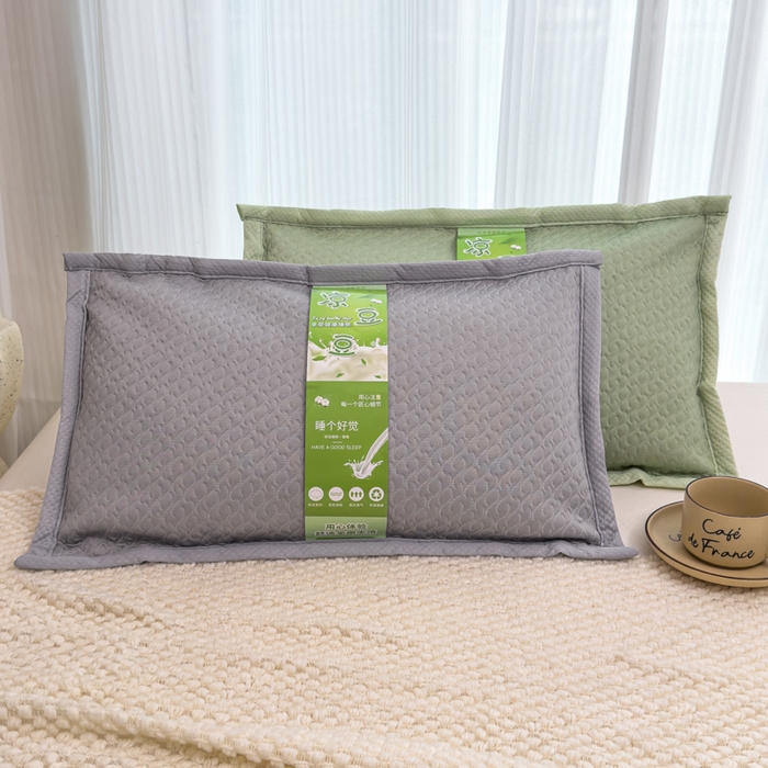 91家纺网 家纺一手货源 找家纺 诺可 2025新款夏凉茶叶枕凉感凉豆豆枕头枕芯 波浪-灰