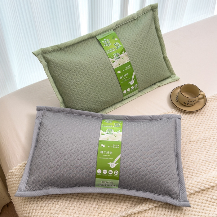 91家纺网 家纺一手货源 找家纺 诺可 2025新款夏凉茶叶枕凉感凉豆豆枕头枕芯 波浪-灰