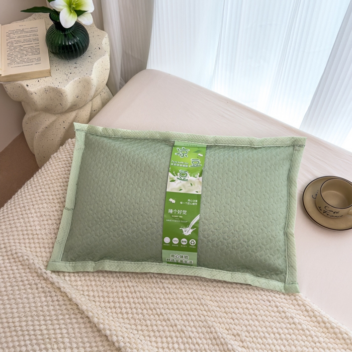 91家纺网 家纺一手货源 找家纺 诺可 2025新款夏凉茶叶枕凉感凉豆豆枕头枕芯 波浪-绿