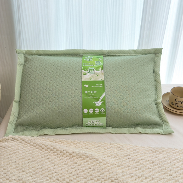 91家纺网 家纺一手货源 找家纺 诺可 2025新款夏凉茶叶枕凉感凉豆豆枕头枕芯 波浪-绿