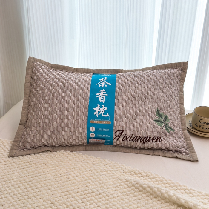 诺可 2025新款夏凉茶叶枕凉感凉豆豆枕头枕芯 枫叶-灰