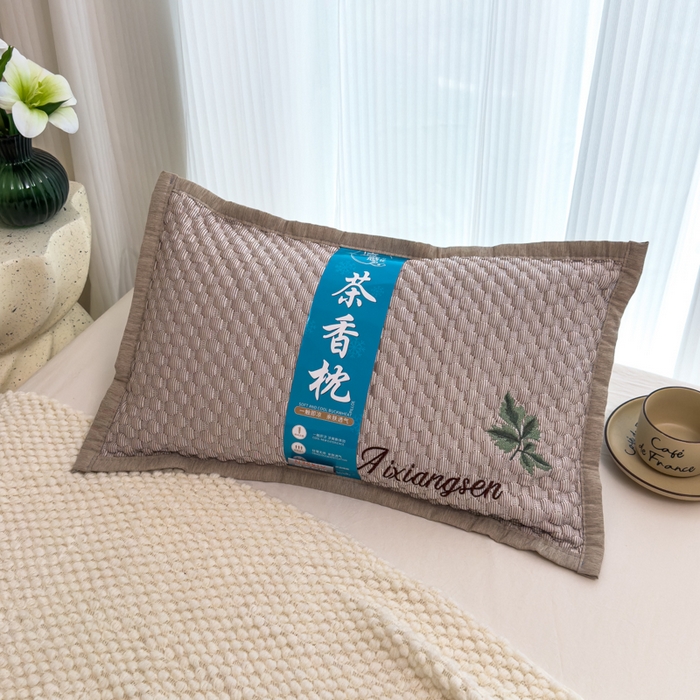 91家纺网 家纺一手货源 找家纺 诺可 2025新款夏凉茶叶枕凉感凉豆豆枕头枕芯 枫叶-灰