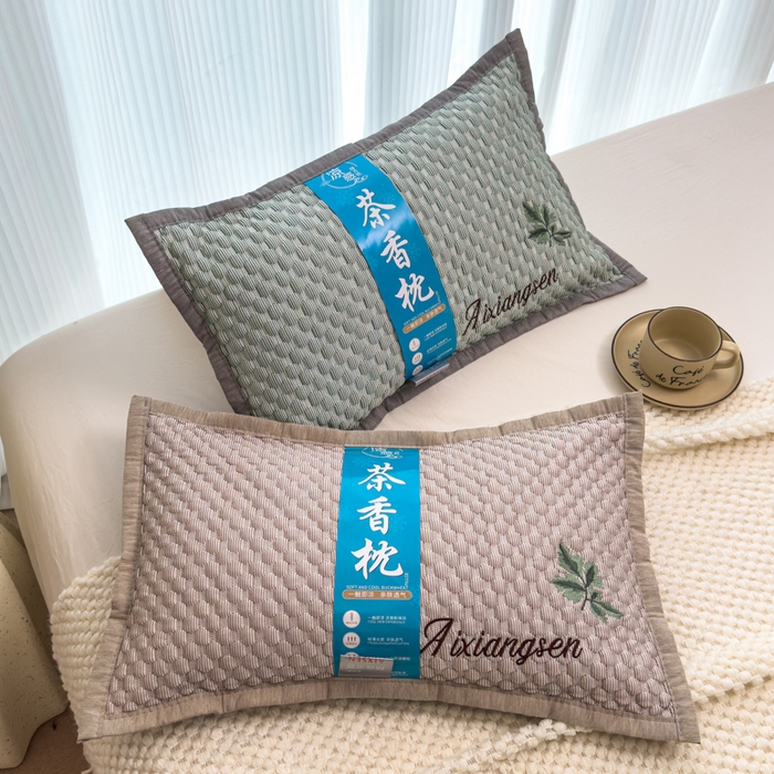 91家纺网 家纺一手货源 找家纺 诺可 2025新款夏凉茶叶枕凉感凉豆豆枕头枕芯 枫叶-灰