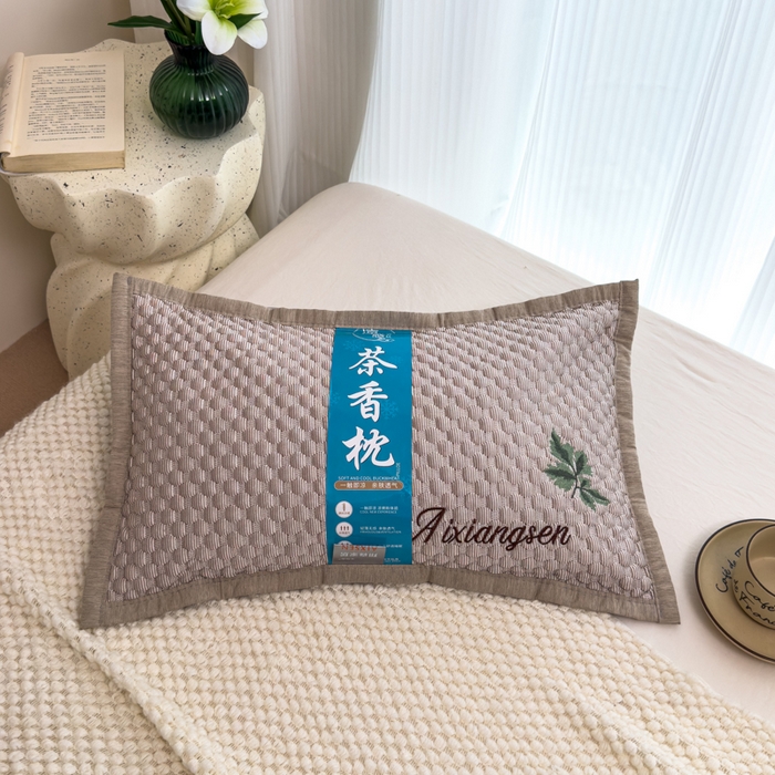 91家纺网 家纺一手货源 找家纺 诺可 2025新款夏凉茶叶枕凉感凉豆豆枕头枕芯 枫叶-灰