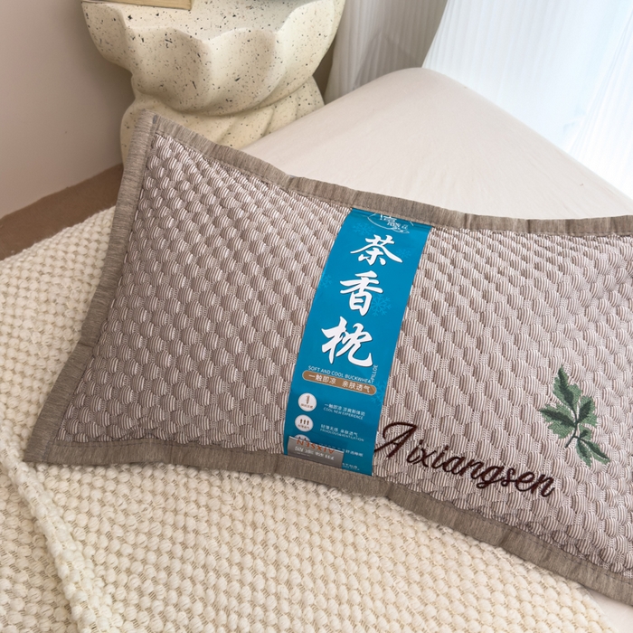 91家纺网 家纺一手货源 找家纺 诺可 2025新款夏凉茶叶枕凉感凉豆豆枕头枕芯 枫叶-灰