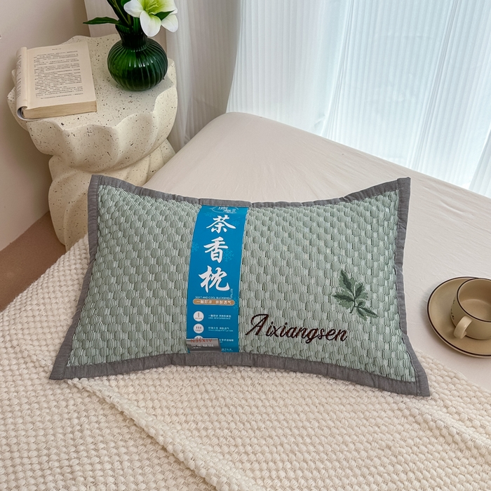 诺可 2025新款夏凉茶叶枕凉感凉豆豆枕头枕芯 枫叶-蓝