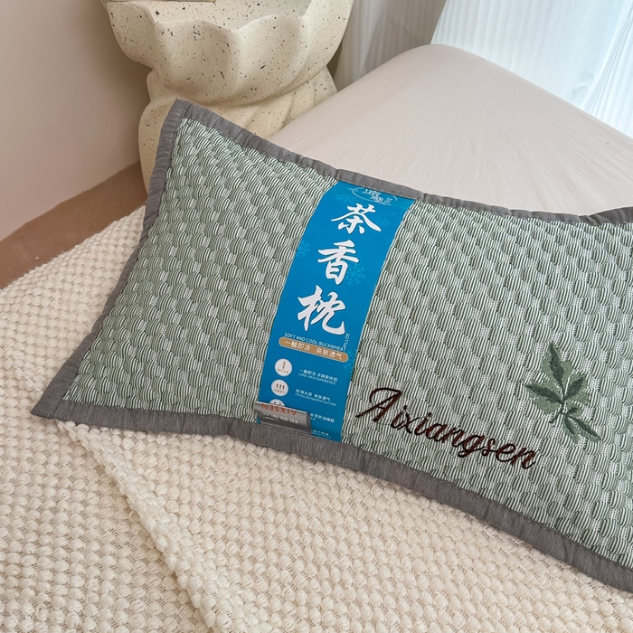 91家纺网 家纺一手货源 找家纺 诺可 2025新款夏凉茶叶枕凉感凉豆豆枕头枕芯 枫叶-蓝