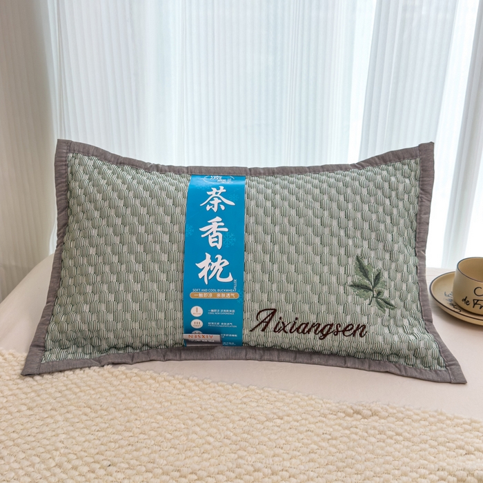 91家纺网 家纺一手货源 找家纺 诺可 2025新款夏凉茶叶枕凉感凉豆豆枕头枕芯 枫叶-蓝