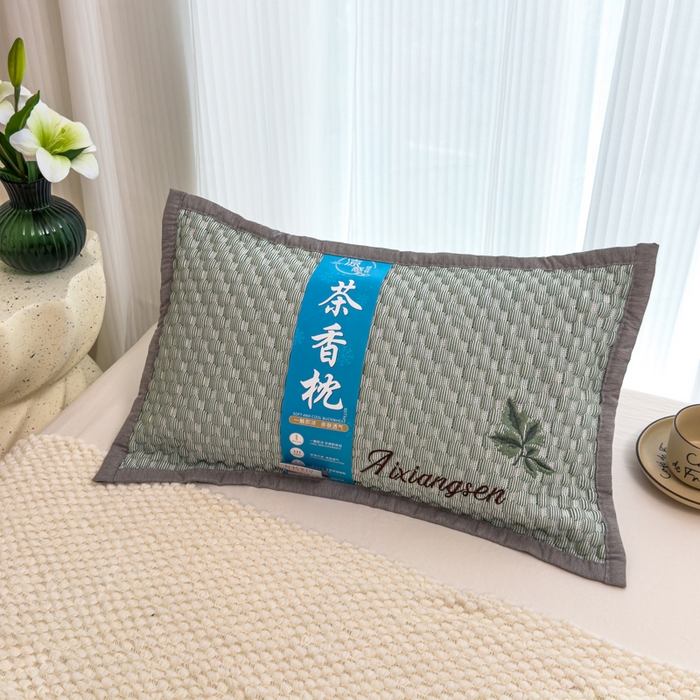 91家纺网 家纺一手货源 找家纺 诺可 2025新款夏凉茶叶枕凉感凉豆豆枕头枕芯 枫叶-蓝