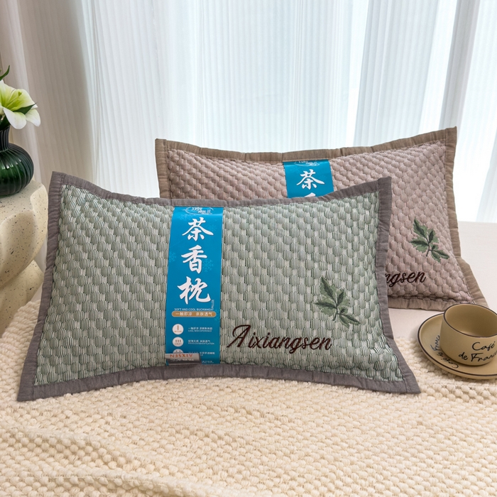 91家纺网 家纺一手货源 找家纺 诺可 2025新款夏凉茶叶枕凉感凉豆豆枕头枕芯 枫叶-蓝
