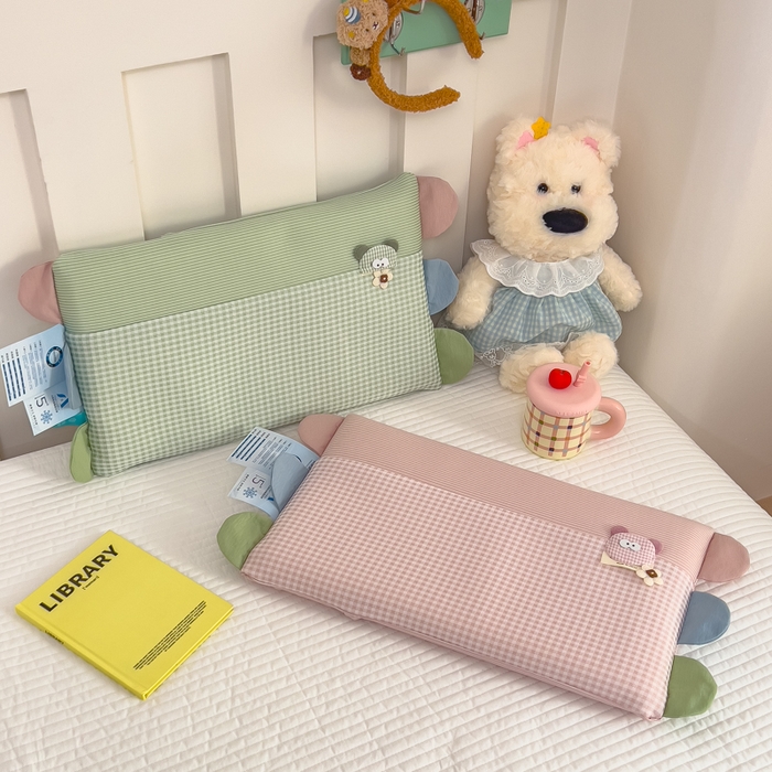 91家纺网 家纺一手货源 找家纺 诺可 2025新款凉感学生儿童记忆枕枕头枕芯-卡通小熊 粉色