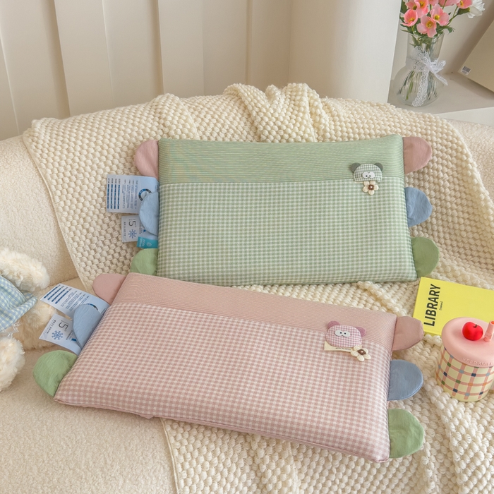 91家纺网 家纺一手货源 找家纺 诺可 2025新款凉感学生儿童记忆枕枕头枕芯-卡通小熊 粉色