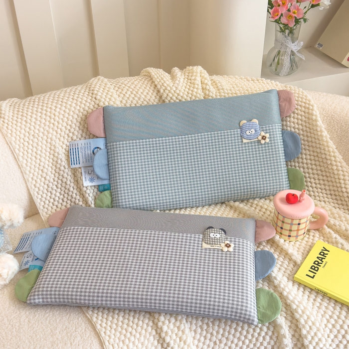 91家纺网 家纺一手货源 找家纺 诺可 2025新款凉感学生儿童记忆枕枕头枕芯-卡通小熊 灰色