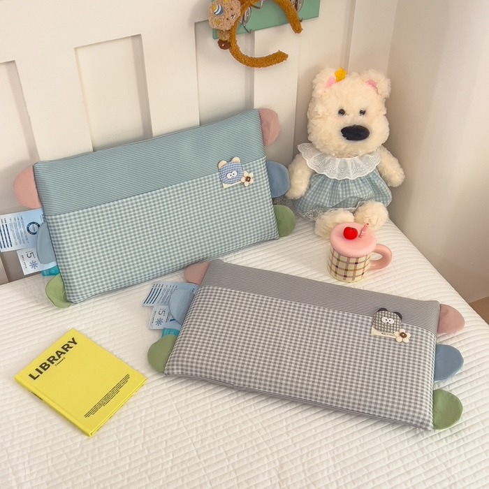 91家纺网 家纺一手货源 找家纺 诺可 2025新款凉感学生儿童记忆枕枕头枕芯-卡通小熊 灰色