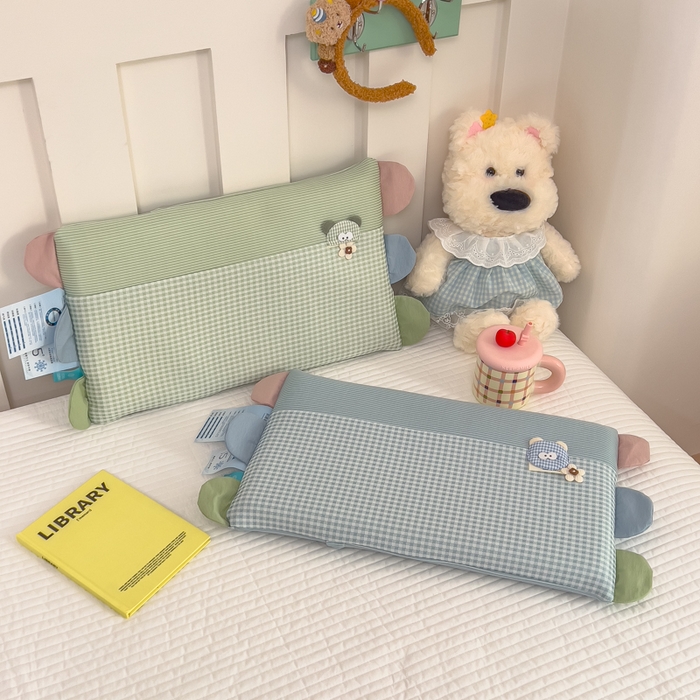 91家纺网 家纺一手货源 找家纺 诺可 2025新款凉感学生儿童记忆枕枕头枕芯-卡通小熊 蓝色