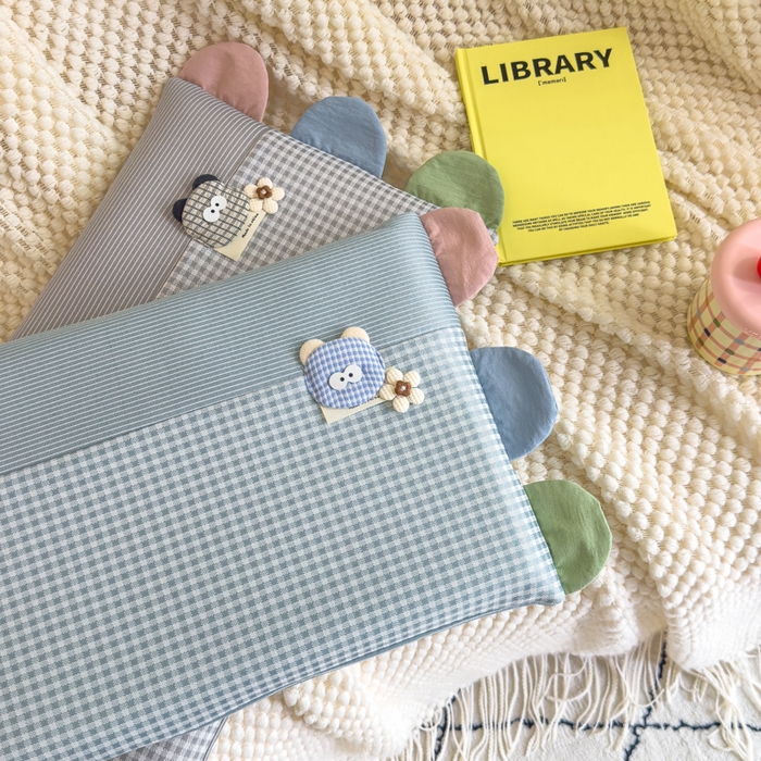 91家纺网 家纺一手货源 找家纺 诺可 2025新款凉感学生儿童记忆枕枕头枕芯-卡通小熊 蓝色