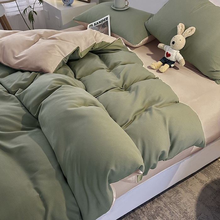 91家纺网 家纺一手货源 找家纺 （总）优纤家纺 2025新款简约亲肤四件套床单床笠学生三件套-纯色混搭系列