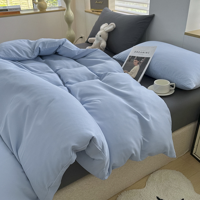 91家纺网 家纺一手货源 找家纺 （总）优纤家纺 2025新款简约亲肤四件套床单床笠学生三件套-纯色混搭系列
