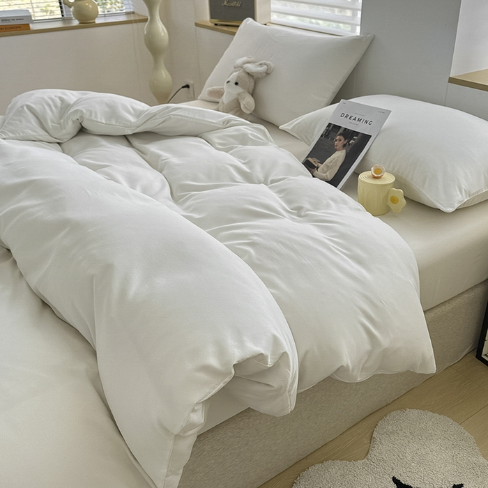 91家纺网 家纺一手货源 找家纺 （总）优纤家纺 2025新款简约亲肤四件套床单床笠学生三件套-纯色混搭系列