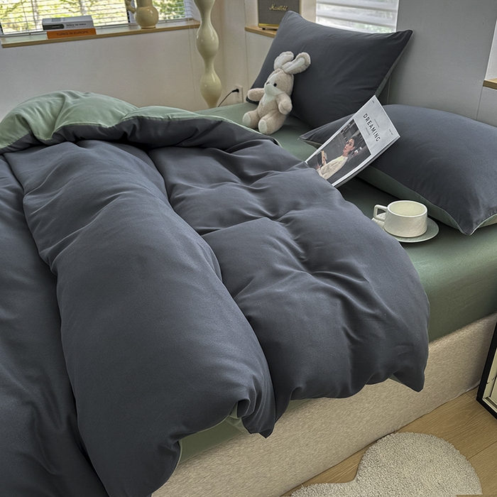 91家纺网 家纺一手货源 找家纺 （总）优纤家纺 2025新款简约亲肤四件套床单床笠学生三件套-纯色混搭系列