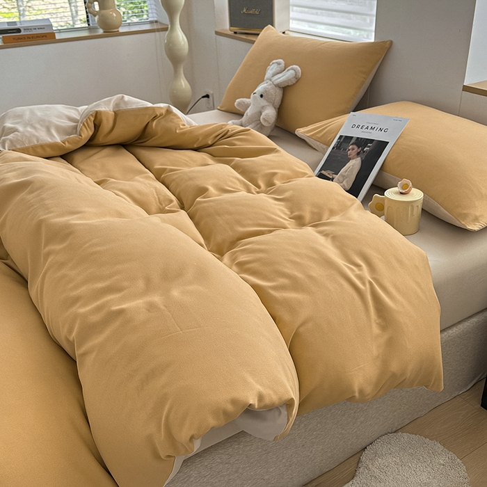 91家纺网 家纺一手货源 找家纺 （总）优纤家纺 2025新款简约亲肤四件套床单床笠学生三件套-纯色混搭系列