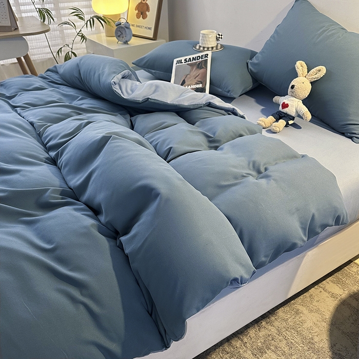 91家纺网 家纺一手货源 找家纺 （总）优纤家纺 2025新款简约亲肤四件套床单床笠学生三件套-纯色混搭系列