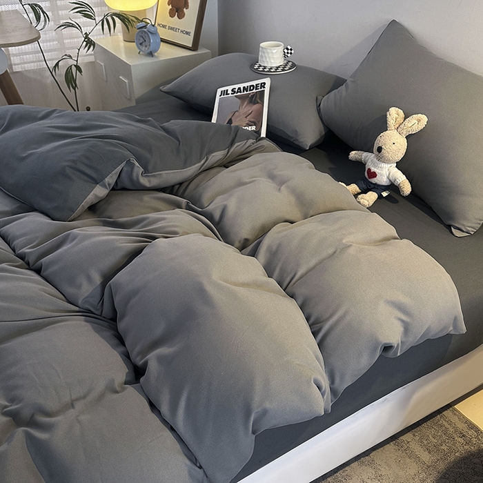 91家纺网 家纺一手货源 找家纺 （总）优纤家纺 2025新款简约亲肤四件套床单床笠学生三件套-纯色混搭系列