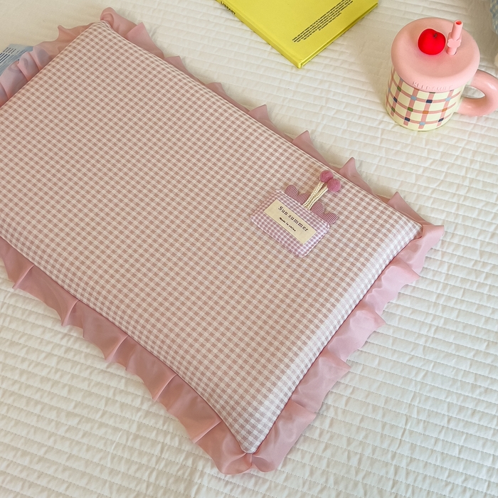 91家纺网 家纺一手货源 找家纺 诺可 2025新款凉感学生儿童记忆枕枕头枕芯-花边郁金香 粉色