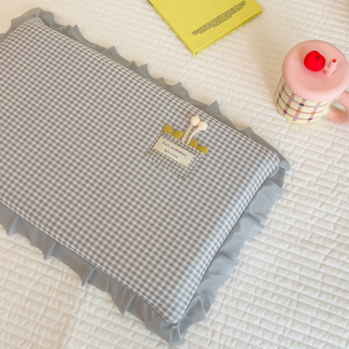 91家纺网 家纺一手货源 找家纺 诺可 2025新款凉感学生儿童记忆枕枕头枕芯-花边郁金香 灰色