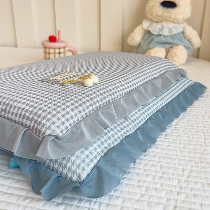 91家纺网 家纺一手货源 找家纺 诺可 2025新款凉感学生儿童记忆枕枕头枕芯-花边郁金香 灰色