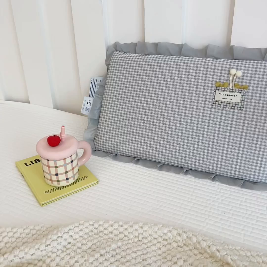 91家纺网 家纺一手货源 找家纺 诺可 2025新款凉感学生儿童记忆枕枕头枕芯-花边郁金香 灰色