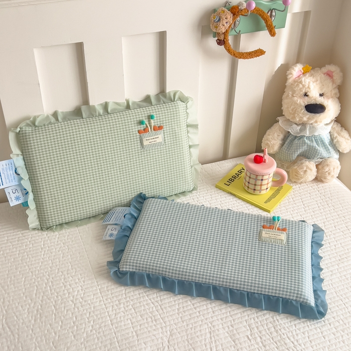 91家纺网 家纺一手货源 找家纺 诺可 2025新款凉感学生儿童记忆枕枕头枕芯-花边郁金香 蓝色