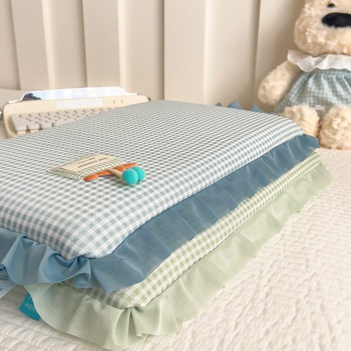 91家纺网 家纺一手货源 找家纺 诺可 2025新款凉感学生儿童记忆枕枕头枕芯-花边郁金香 蓝色