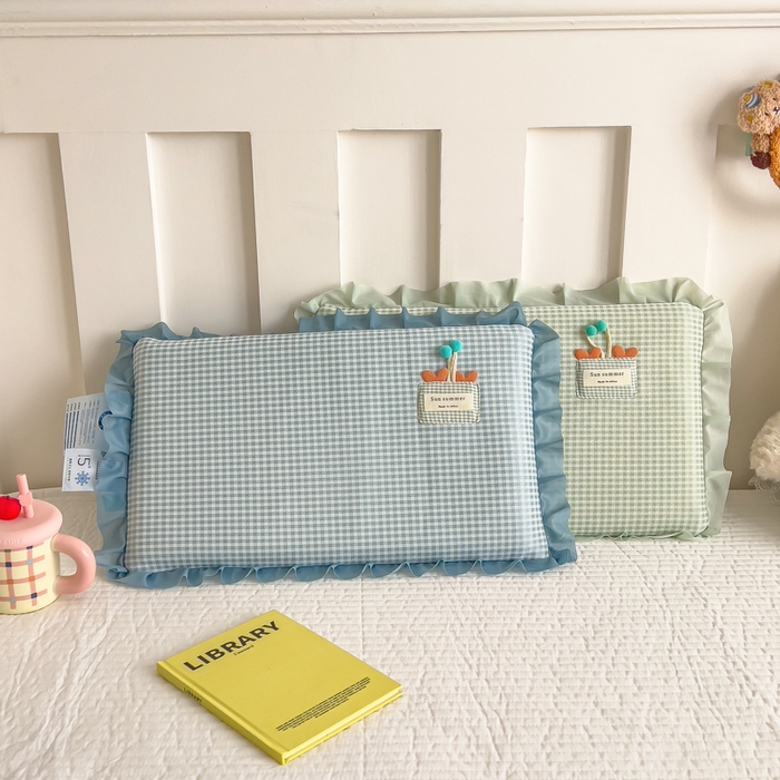 91家纺网 家纺一手货源 找家纺 诺可 2025新款凉感学生儿童记忆枕枕头枕芯-花边郁金香 蓝色