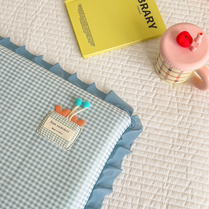 91家纺网 家纺一手货源 找家纺 诺可 2025新款凉感学生儿童记忆枕枕头枕芯-花边郁金香 蓝色