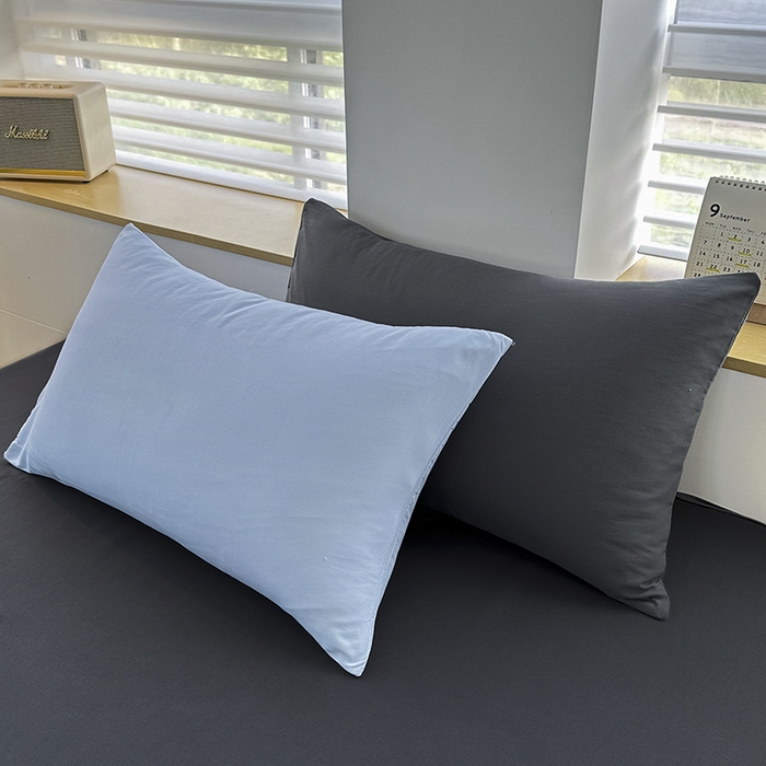 91家纺网 家纺一手货源 找家纺 优纤家纺 2025新款简约亲肤四件套床单床笠学生三件套-纯色混搭系列 洛克浅蓝