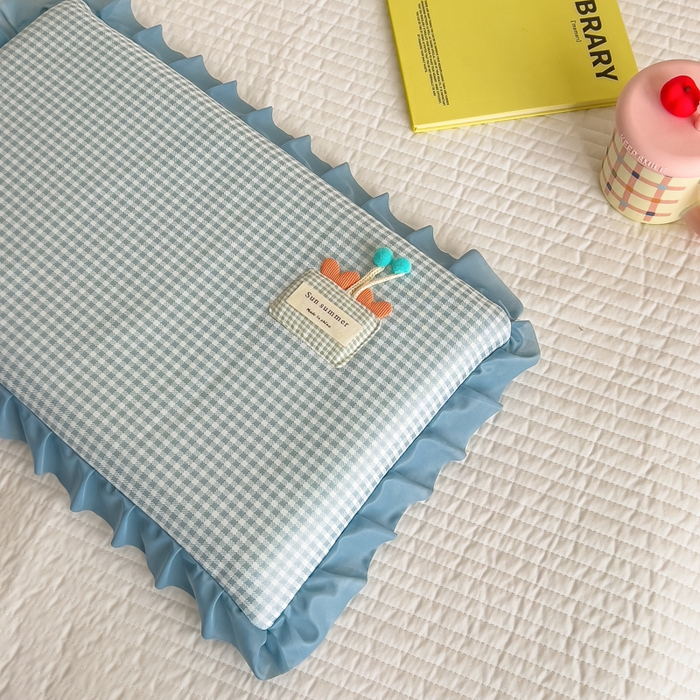 91家纺网 家纺一手货源 找家纺 诺可 2025新款凉感学生儿童记忆枕枕头枕芯-花边郁金香 蓝色