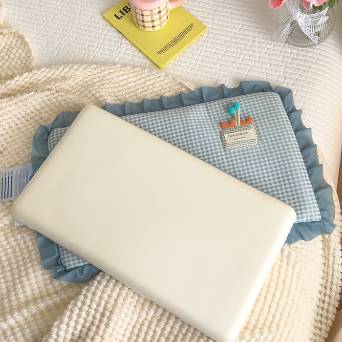 91家纺网 家纺一手货源 找家纺 诺可 2025新款凉感学生儿童记忆枕枕头枕芯-花边郁金香 蓝色