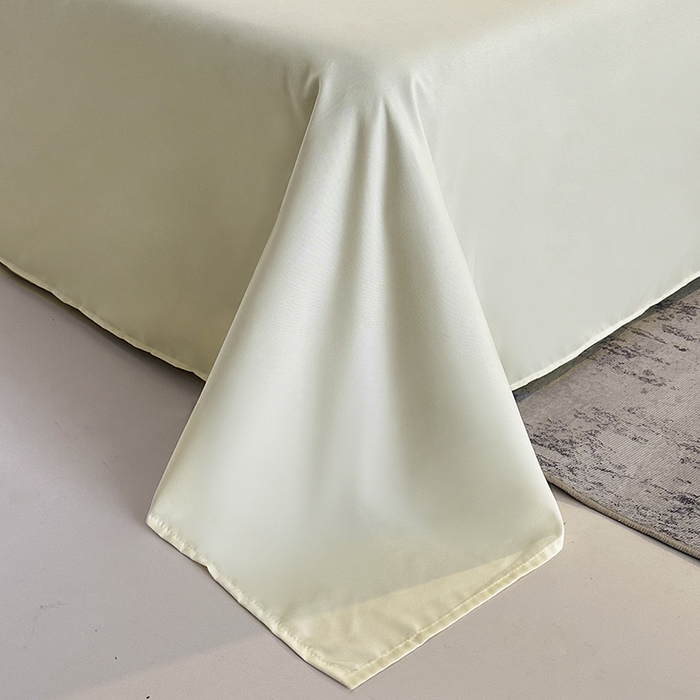 91家纺网 家纺一手货源 找家纺 优纤家纺 2025新款简约亲肤四件套床单床笠学生三件套-纯色混搭系列 抹茶奶黄