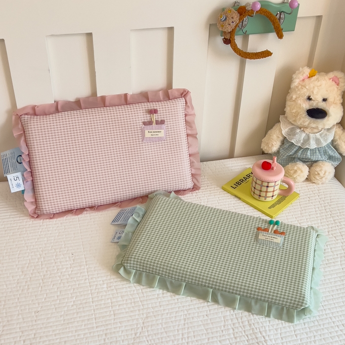 91家纺网 家纺一手货源 找家纺 诺可 2025新款凉感学生儿童记忆枕枕头枕芯-花边郁金香 绿色