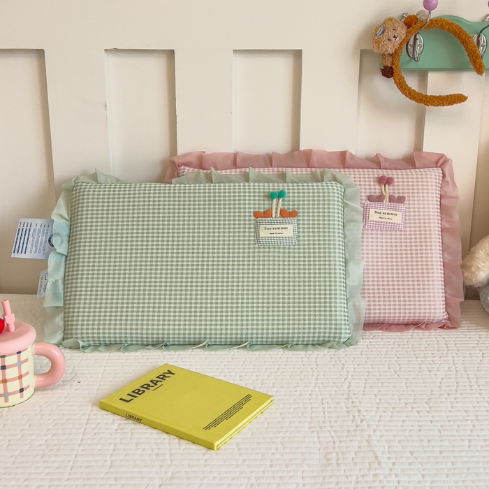 91家纺网 家纺一手货源 找家纺 诺可 2025新款凉感学生儿童记忆枕枕头枕芯-花边郁金香 绿色